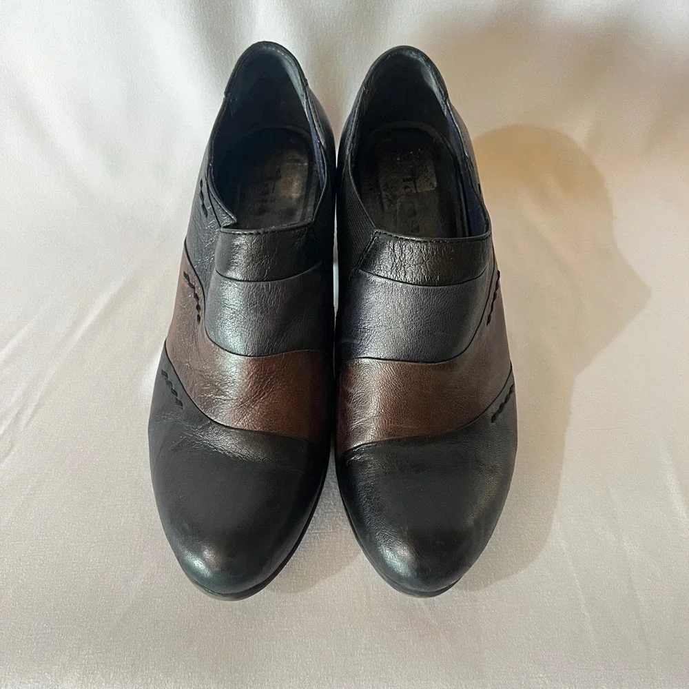 Tamaris Black Leather Cuir Shooties Ankle Booties Touch It Sole EU 38 US 7.5